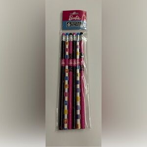New 6 Barbie Pencils Pink Purple Erasers made in Philippines